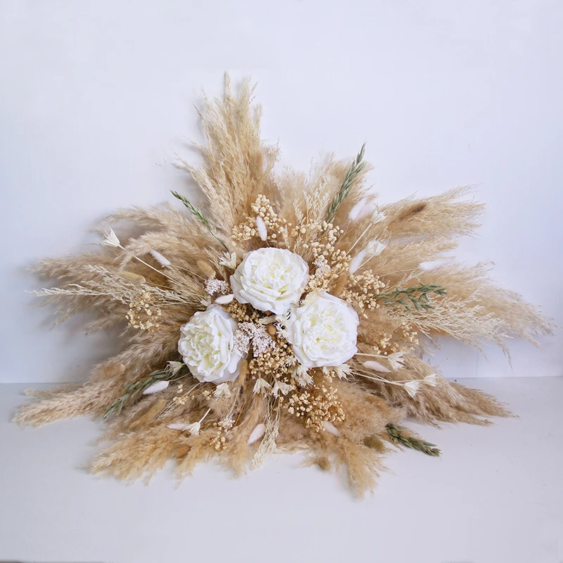 Hagning Diy Dried Flowers Boho Wedding Backdrop Decor Pampas Grass Wall Floral Arrangement Set Rustic Boho Fall Pampas details