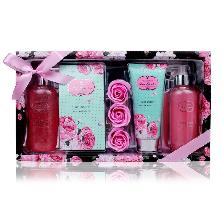 Lady valentines gift box 5pcs body spa rose moisture bath set