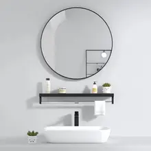 Round Oval Rectangle Aluminum Alloy Frame Brushed Aluminum Frame Wall Mirror Bedroom Bathroom Mirror for Home Decor