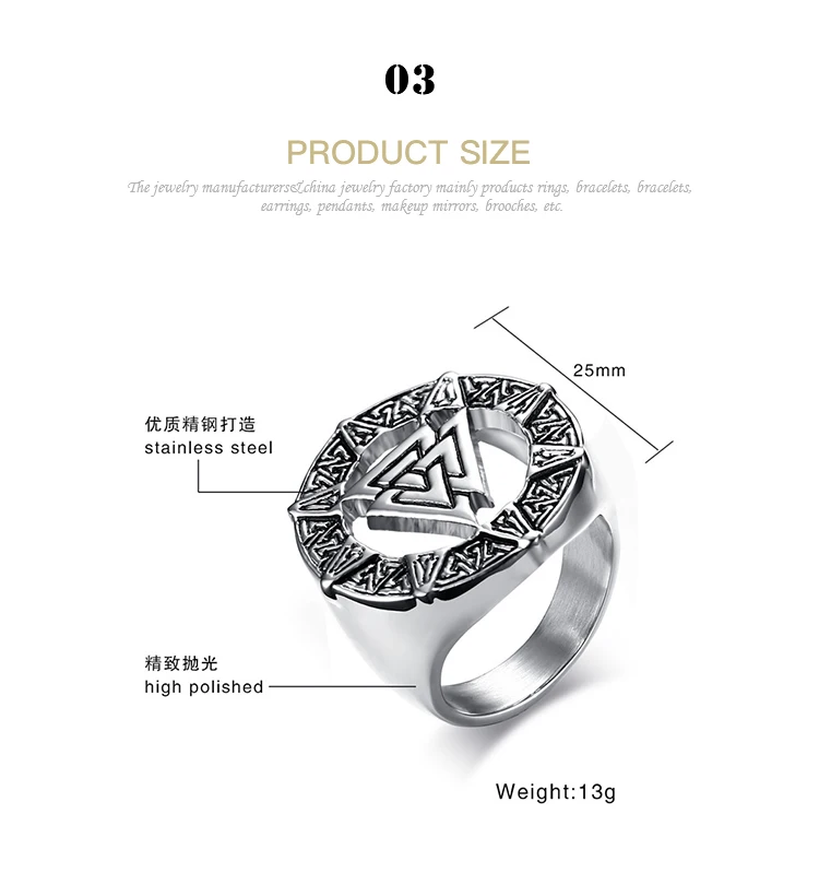 New Product European and American fashion men's stainless steel 25mm men's ring RC-375