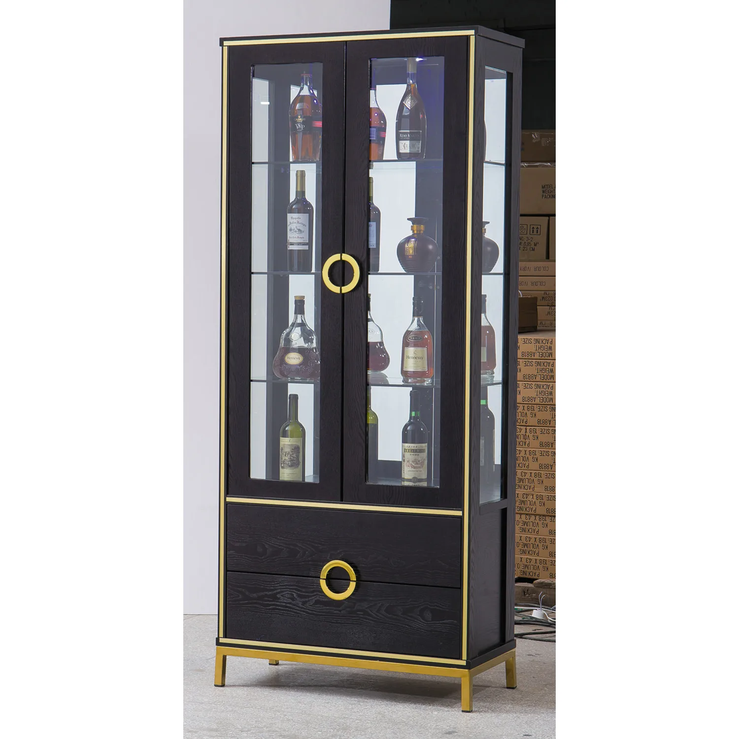 Современный роскошный стеклянный винный шкаф выдвижной для дома