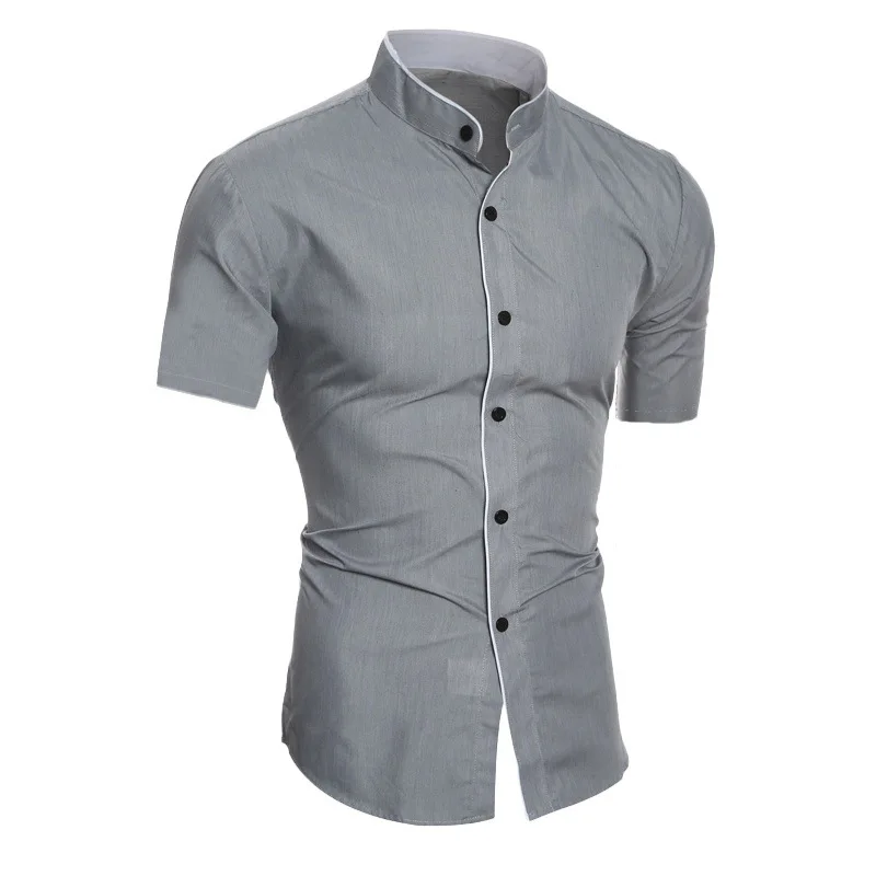 Top Fashion Solid Pure Color Men Dress Shirt Collared Short Sleeve Business  Work Formal Shirt for Men Luxury Designer Shirts