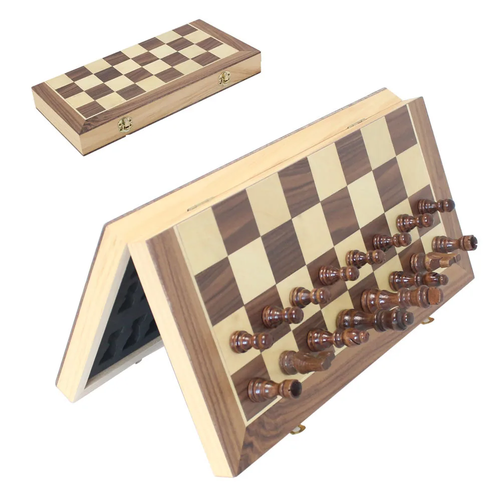 Hot Sell 15 Inch Folding Wooden Chess Set Game Chess Board Game 15 Inch ...