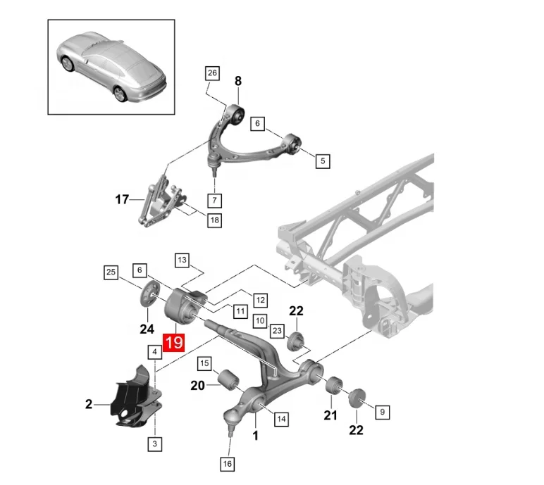 Por-sche Pana-Mera 971 Control Arm Liners - OEM Quality
