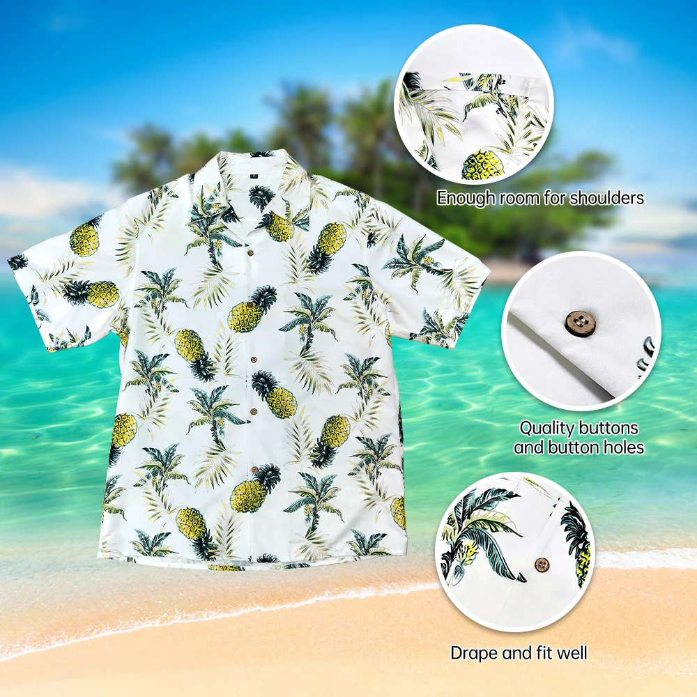 sublimation buttons up custom beach shirts