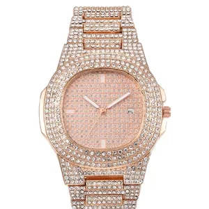 Hip Hop Diamond Fashion Watch Rap Men's Quartz Strap Calendar Starry Steel Belt Full Diamond Quartz Watch for Men