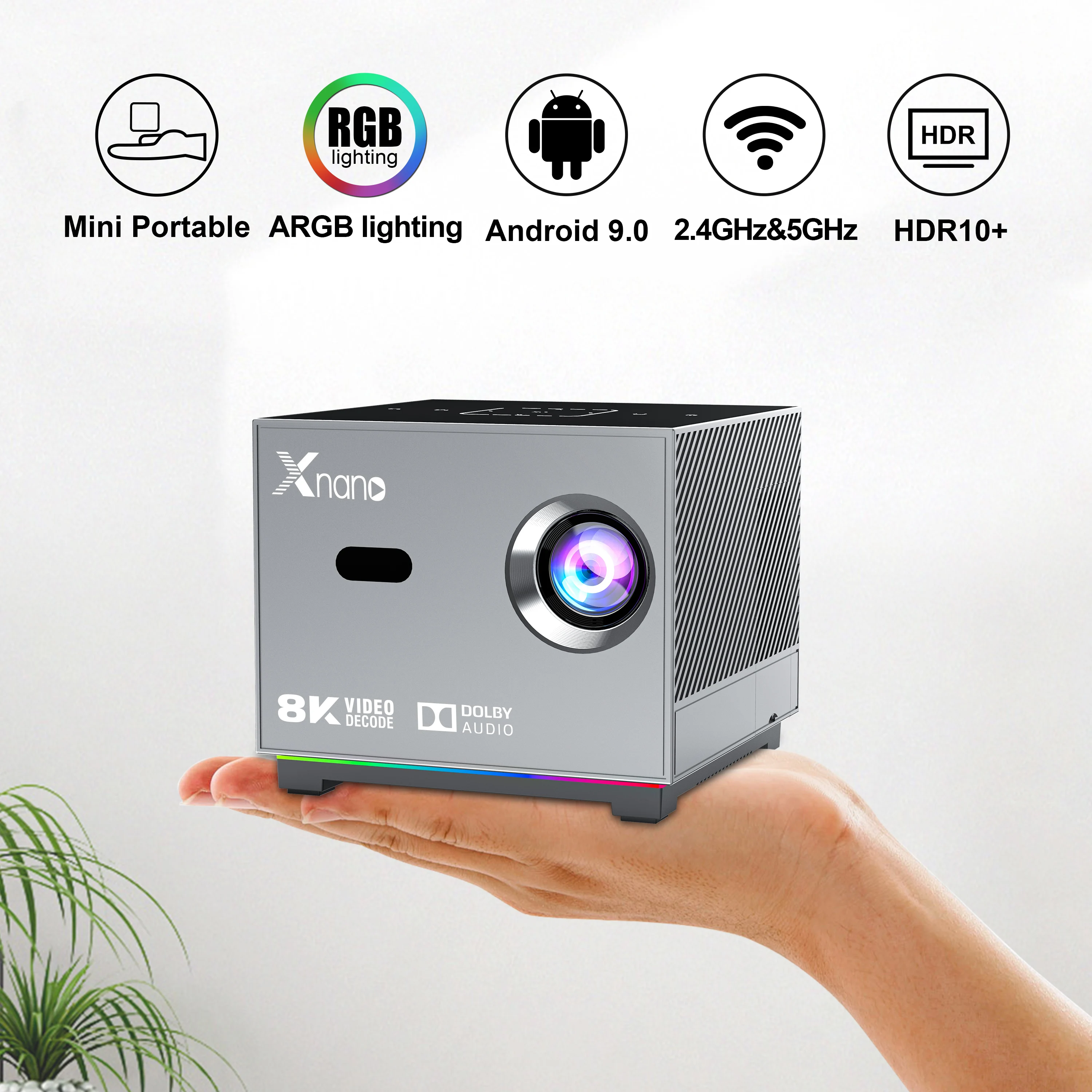2025 XNANO X3 Mini Smart Projector - 720P LCD, Android 9.0