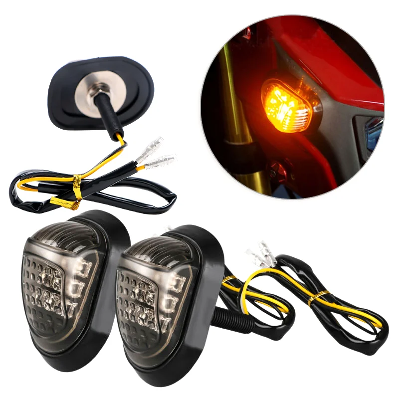 Pair LED 12V Universal Motorcycle Turn Signals Blinker Amber Light Indicators