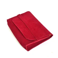 Custom embossed logo red velvet envelope gift packaging mini jewelry pouch bag