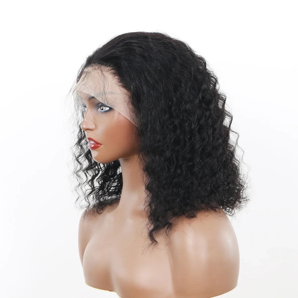 Deep Wave Human Hair Short Bob Wig With Lace Frontal 180 Density_voghion.com