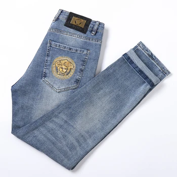 Men's denim wholesale jeans men's slim little feet summer new stretch versatile casual trousers wholesale