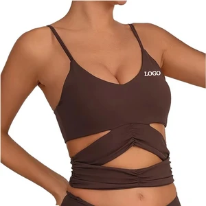 Custom LOGO New Cross Back Sports Bra Women's Tight-Fitting Workout Bra Fashion Cutout Yoga Sports Top for Gym Fitness
