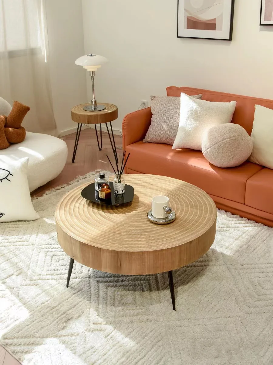 Japanese Vintage Minimalist Style Wooden OAK Round Table