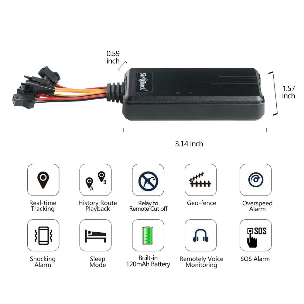 Free App Web High Quality with SOS MIC Relay Sino Track 906L Vehicle GPS Tracker 4G GPS Para Auto