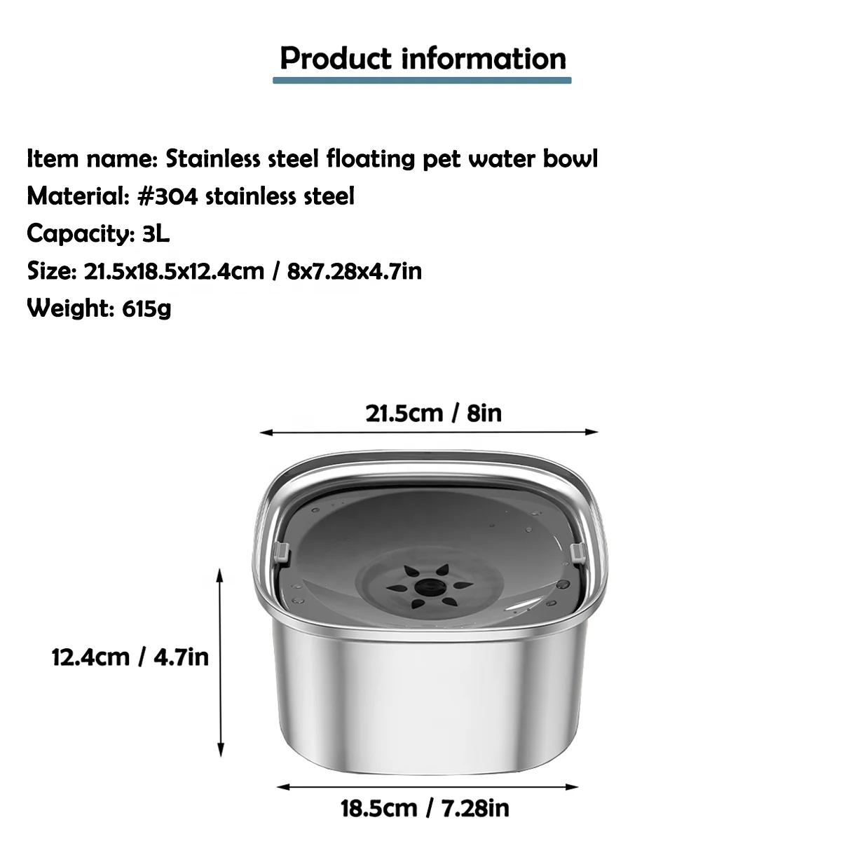 Переносная миска для собак и кошек из нержавеющей