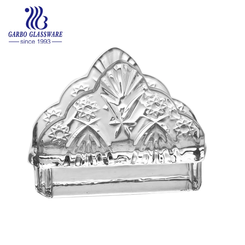 Triangle Clear Glass Napkin Holder for Crockery Decorations Cafe Restaurant Bar Living Room Kitchen for Wholesale Factory Price
