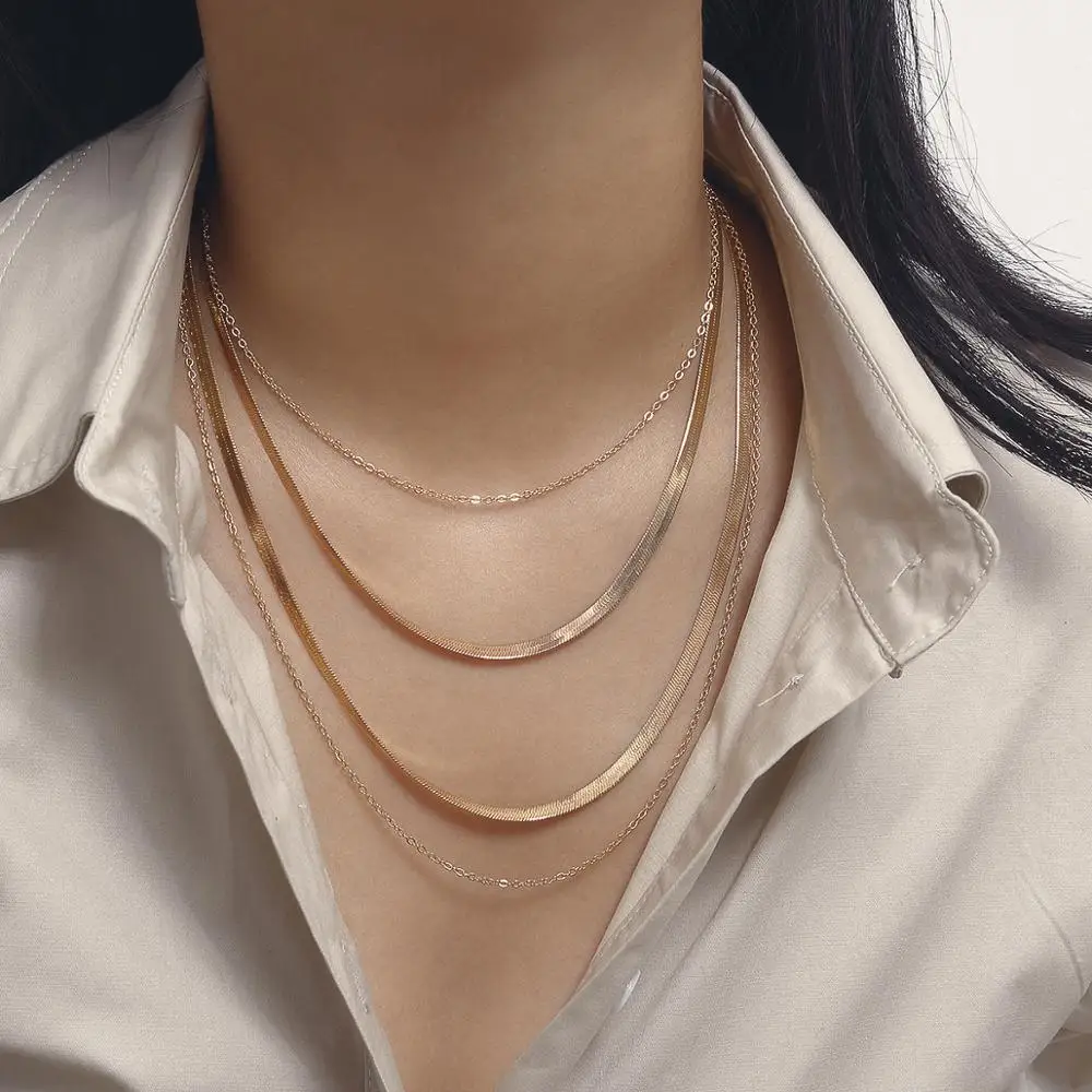 Chain Choker Necklace Simple Gold 