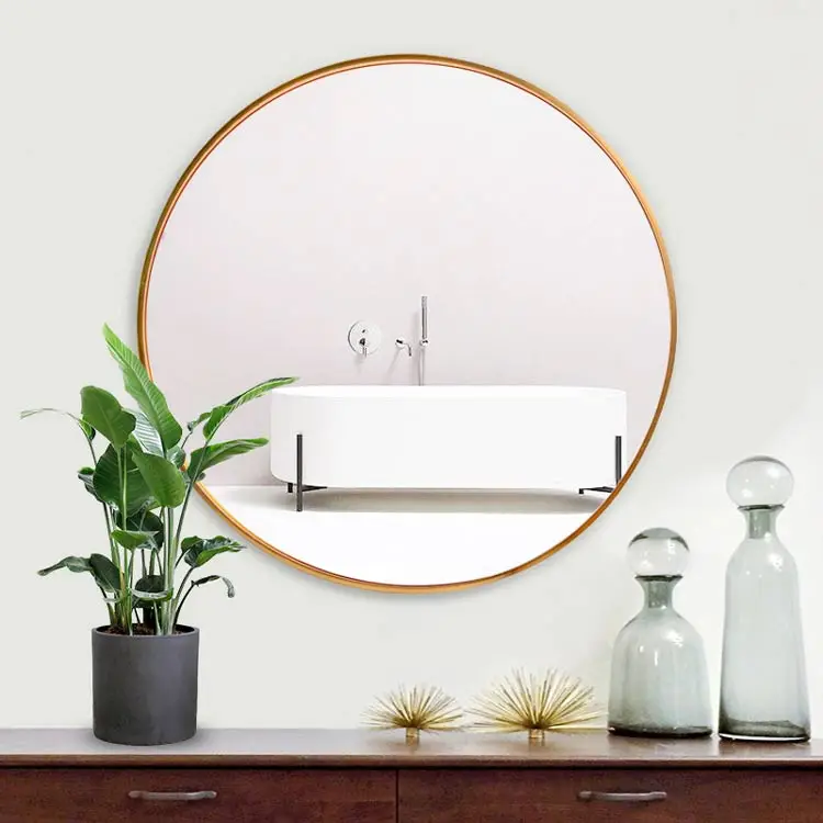 product amazon best seller hot selling aluminum metal silver frame round 60cm wall decor mirror-0