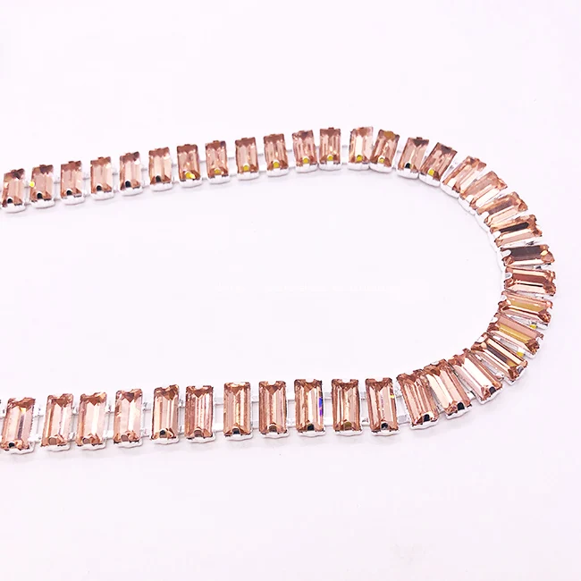 2025 New Product Peach Light Rhinestone Chain Cup Metal Chain for Garment Beaded Fringe Trimming for Shoes