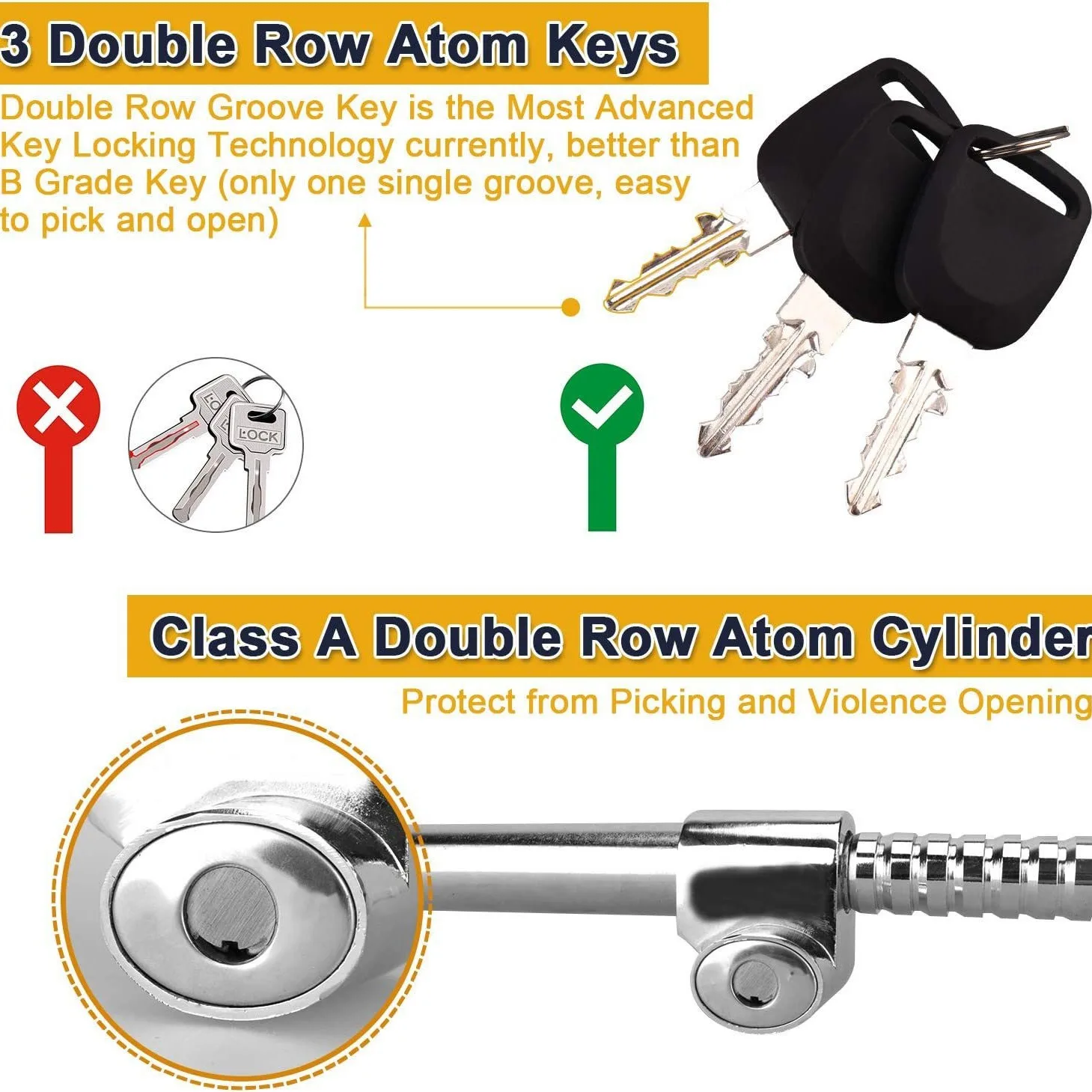 Factory Price Hot Selling Car Anti-theft Universal Carbon Steel Material Three-section Hook Lock Steering Wheel Lock