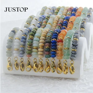 Personalized Handmade Stack Jewelry Women Stainless Steel Chain Geometric Beaded Adjustable Bangle Bracelets