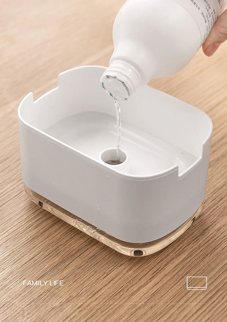 Press soap dispenser Kitchen sink Dishwashing liquid manual outlet box press extractor Dishwashing brush sponge soap box details