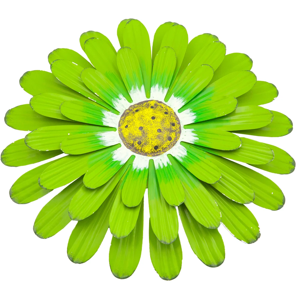 Green Metal Flower Home Accents Indoor or Outdoor Wall Sculptures Hanging Flowers for Living Room Bedroom by 13.1"