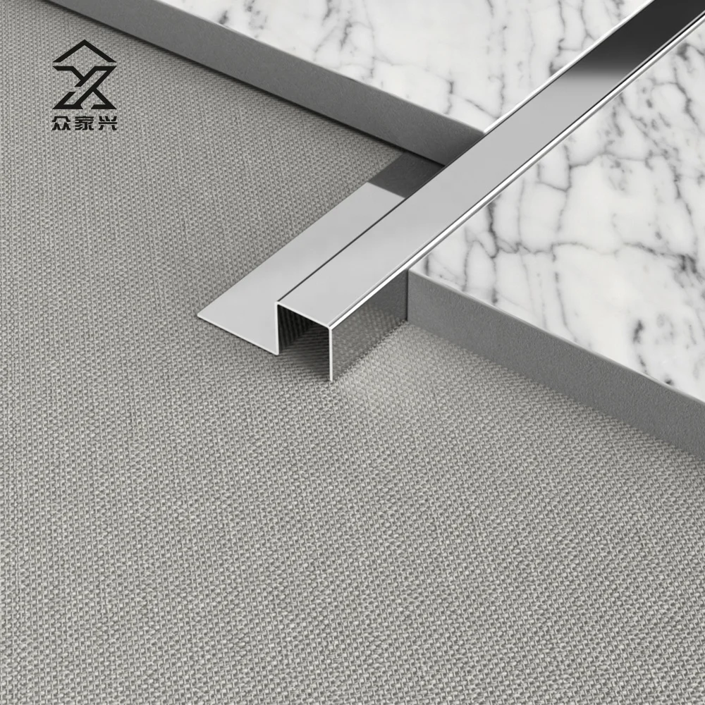 Foshan 201 304 Grade Square Shape Floor Ceramic Stainless Steel Edge Tile Trim