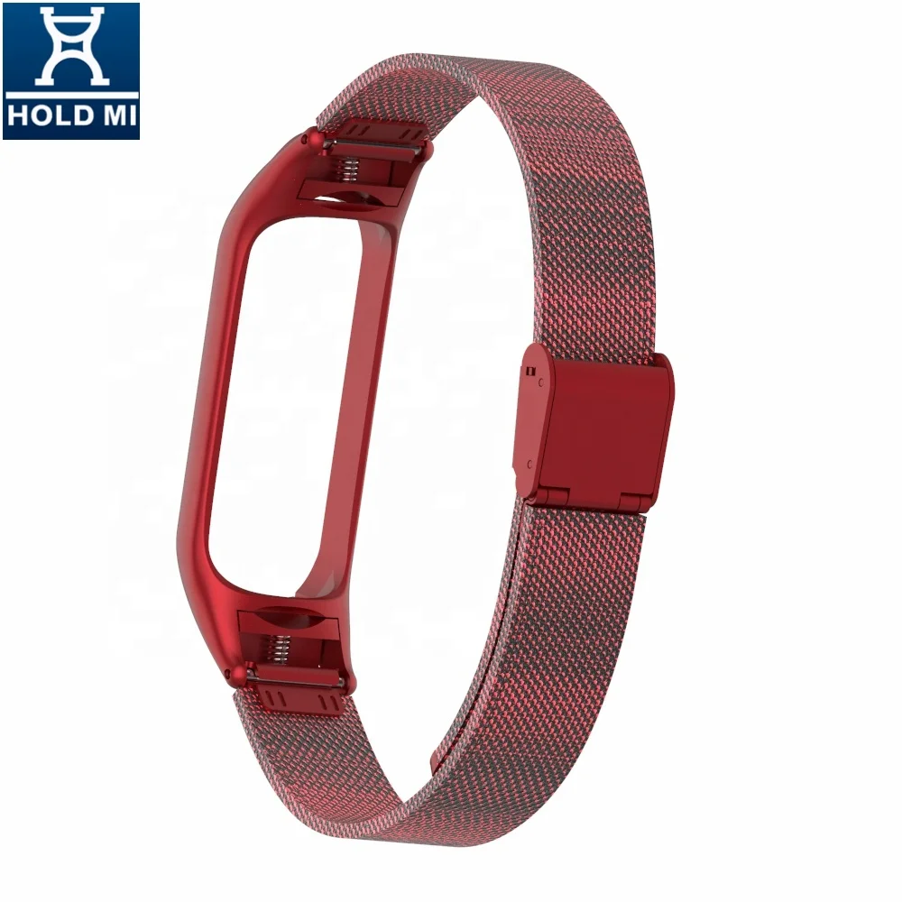 Color High Class Watch Strap Red for Xiaomi Mi Band 4 and 3 Stainless Steel Luxury ODM Holdmi 43035 Series