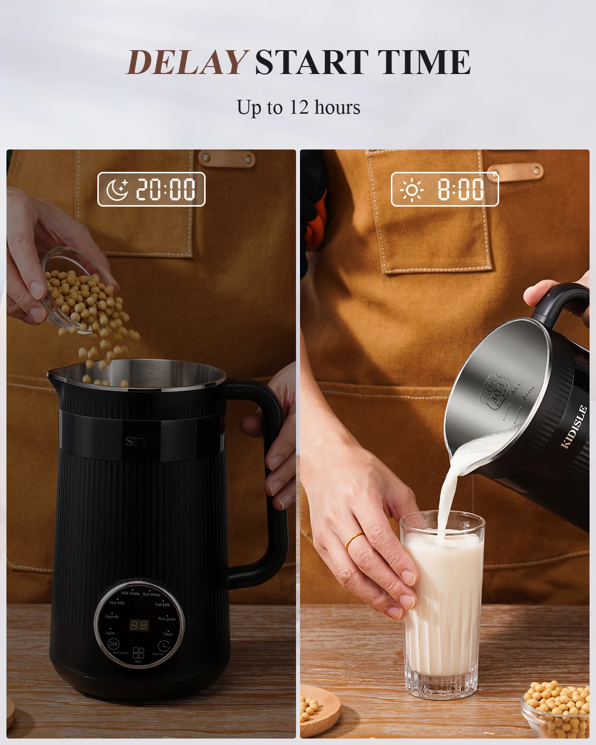 Almond Milk Machine 8-In-1 Multifunctional Soy Oat Plant-Based Milk Blender Homemade Dairy-Free Juice Nut Milk Maker