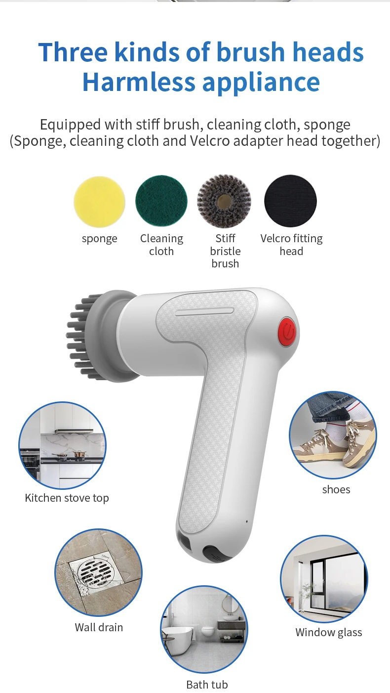 Electric Spin Rechargeable Automatic Cordless Kitchen Rotating Cleaning
