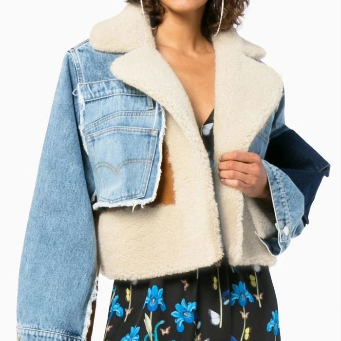 patchwork shearling coat