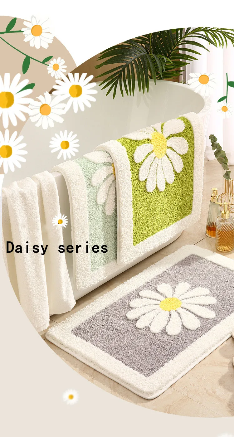 Top luxury Bathroom Rugs And Mats On Sale Long Bath Mats Customized Color Non Slip Chrysanthemum Shower Bath Mats supplier