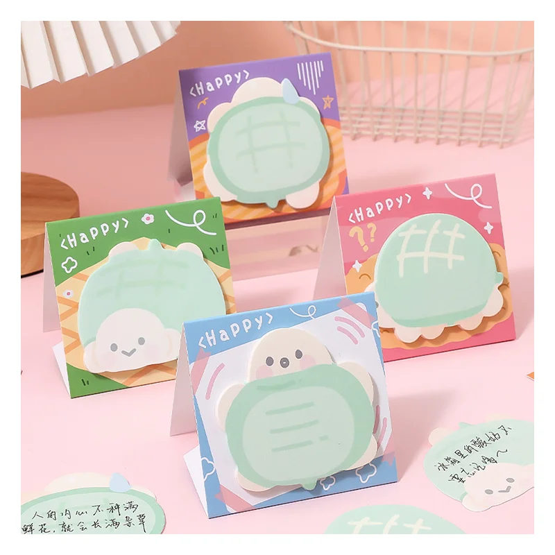 Simno 30 Sheets Cute Sticky Notes Cartoon Animal Sticky Notes Cute Animal Turtle Desig Self-Stick Memo Pads for School Office