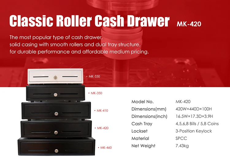 Electronic Metal Cash Box Standard Adjustable Drawer Dividers Duty Cash Register Cash Drawer