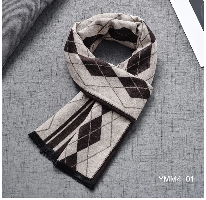男士商务休闲厚围巾男士羊毛围巾冬季保暖围巾厂家