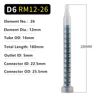 RM12-26 Plastic Dynamic Mixer Nozzle AB epoxy, adhesive,glue dynamic dispensing mixer for meter mix dispense application