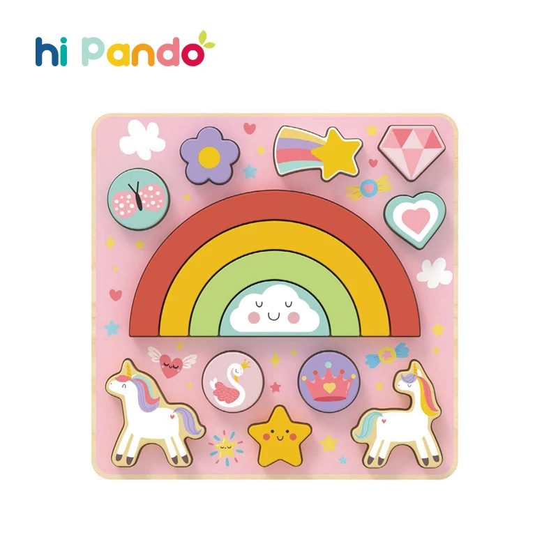 2 in 1 Unicorn Balance Game Puzzle Set Shapes Sorter Matching Game Pink Activity Board Toy for Kids