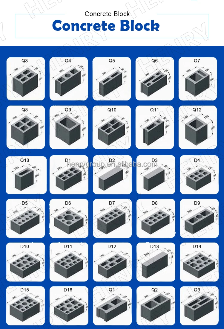 Qtj440 Low Investment Strong Vibration Force Hollow Blocks 8inches