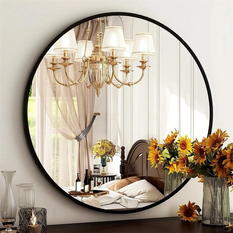 product round modern aluminum alloy frame full body wall mounted mirror for home decoration living room-1
