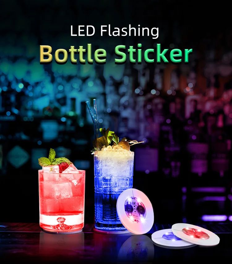 5 stücke leuchtende Flasche Aufkleber Lichter 6cm LED Untersetzer