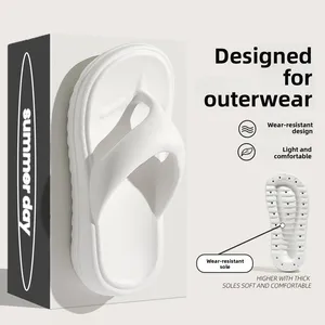 2026 New EVA Women's Slip-On Beach Slippers Thick Bottom Poop Touching Design Non-Slip House slippers