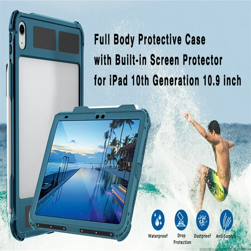 product tablet case for ipad 10th generation shock proof and drop proof waterproof shell laudtec-30