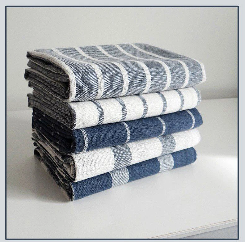 Wholesale Cotton Home Kitchen Color Weave Mediterranean Blue Cloth Absorbent Napkin Tea Towel Kitchen Towel Napkin