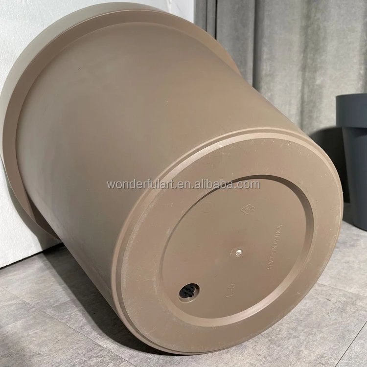 OEM customer Nordic Style large plastic flower pots Balcony round thickened Hollen resin floor-to-ceiling large flower pots
