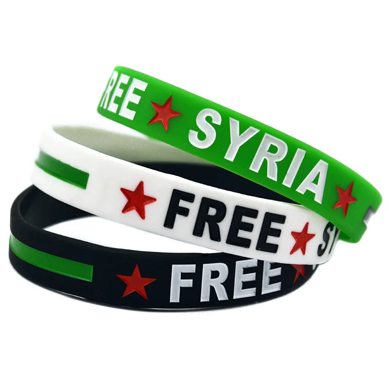 Factory Price Cheap Custom logo Debossed Ink Filled Free Syria Silicone Wristband Rubber Bracelet Free Design