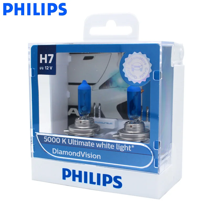 H7 Philips Diamond Vision Upgrade Headlight Bulbs (pair) 12v 55w