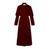 Solid color priest robe wine red - with cross
