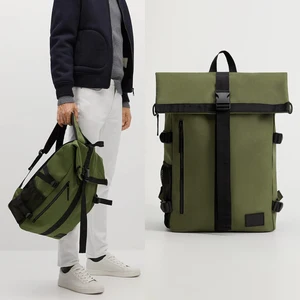 Custom Logo Canvas With Leather Mens Flap Laptop School Backpack Fashion Bagpack Bag for Men