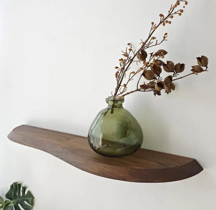 Rounded Corners Floating Shelf Modern Wooden Floating Shelf Unique Design Wall Decor Display Storage Wall Mounted Floating Shelf
